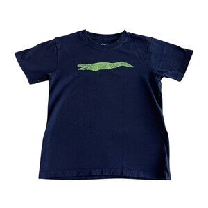 Shrimp Grits Kids Alligator Tee Boys Navy Blue Cotton Short Sleeve T Shirt Sz L